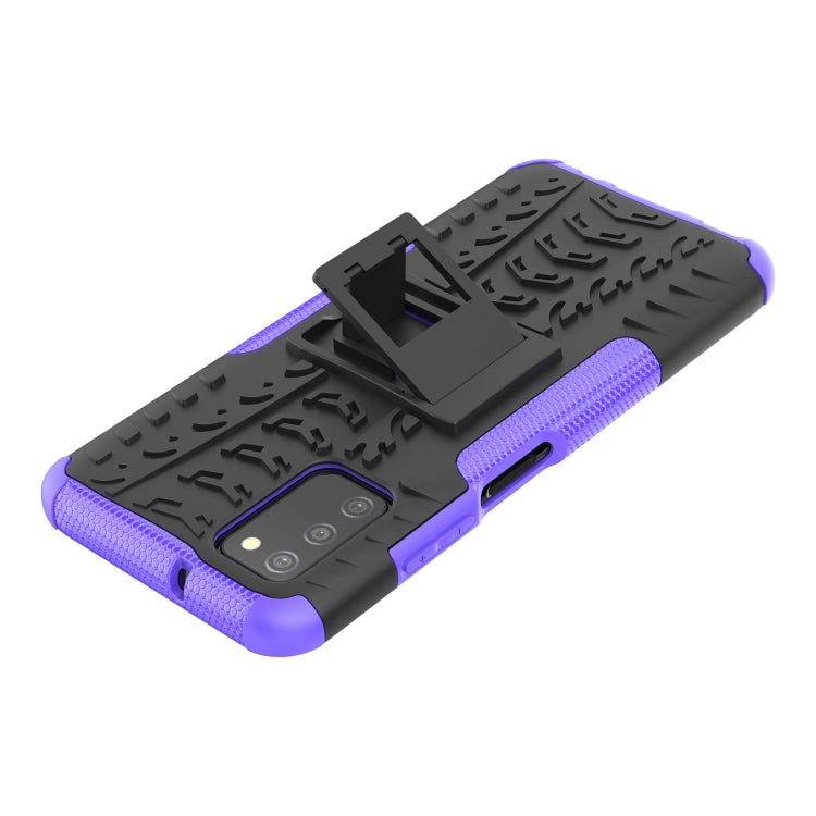 For Samsung Galaxy A03S 166mm Tire Texture Shockproof TPU+PC Protective Case with Holder