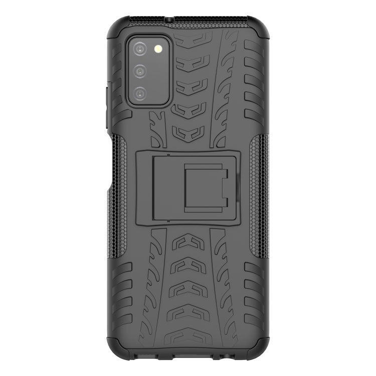 For Samsung Galaxy A03S 166mm Tire Texture Shockproof TPU+PC Protective Case with Holder