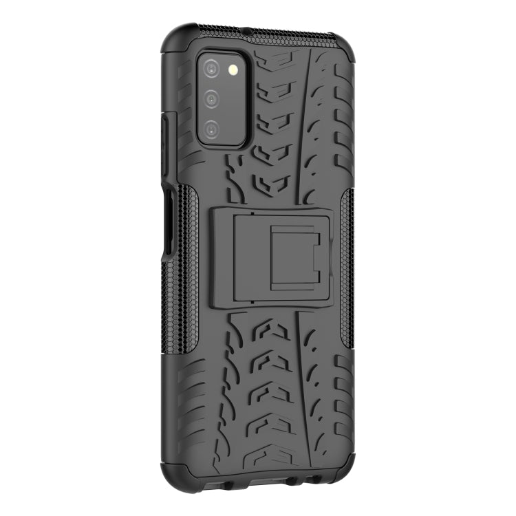 For Samsung Galaxy A03S 166mm Tire Texture Shockproof TPU+PC Protective Case with Holder