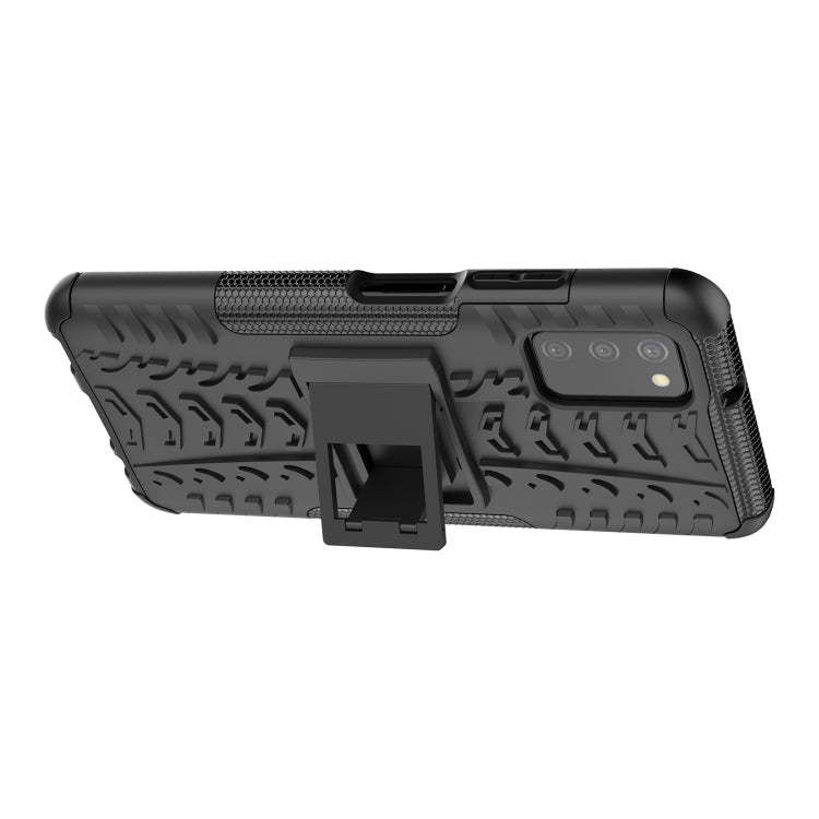 For Samsung Galaxy A03S 166mm Tire Texture Shockproof TPU+PC Protective Case with Holder