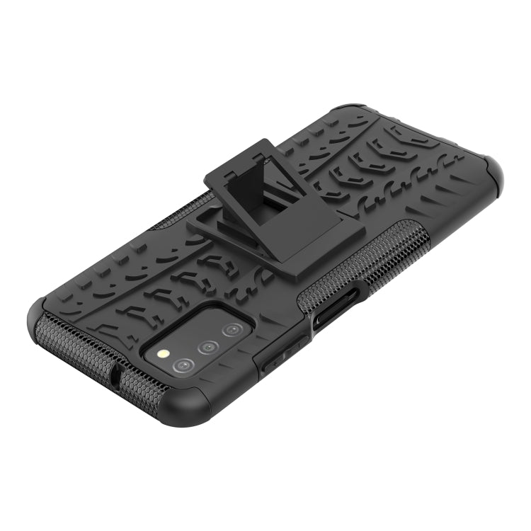 For Samsung Galaxy A03S 166mm Tire Texture Shockproof TPU+PC Protective Case with Holder