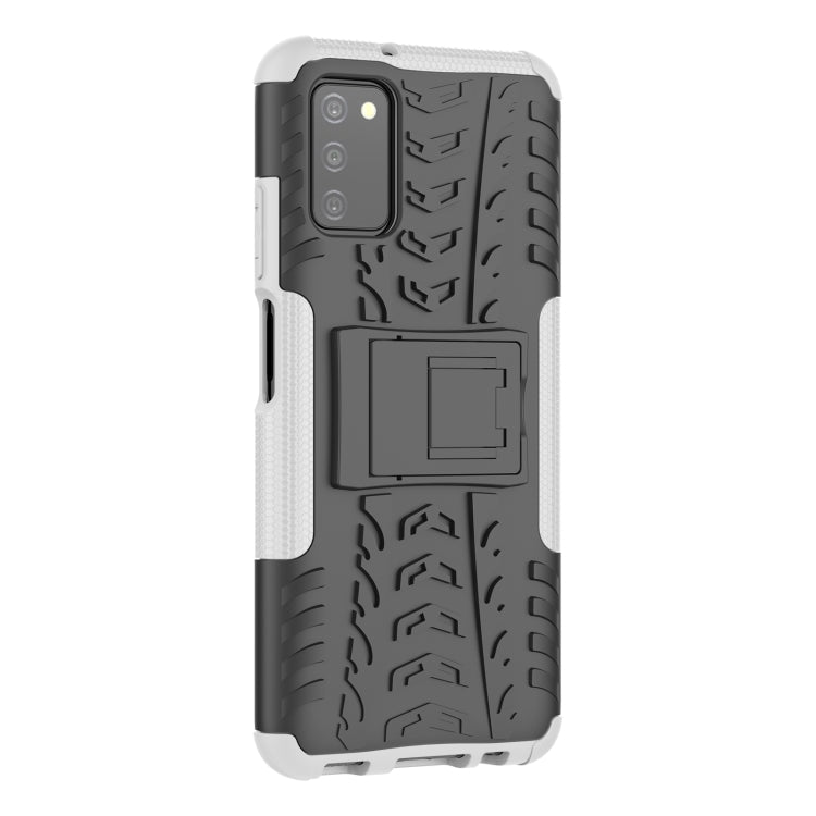 For Samsung Galaxy A03S 166mm Tire Texture Shockproof TPU+PC Protective Case with Holder