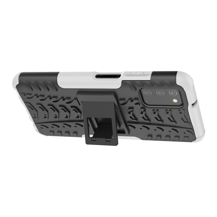 For Samsung Galaxy A03S 166mm Tire Texture Shockproof TPU+PC Protective Case with Holder