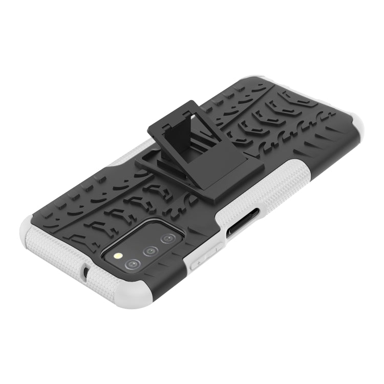 For Samsung Galaxy A03S 166mm Tire Texture Shockproof TPU+PC Protective Case with Holder