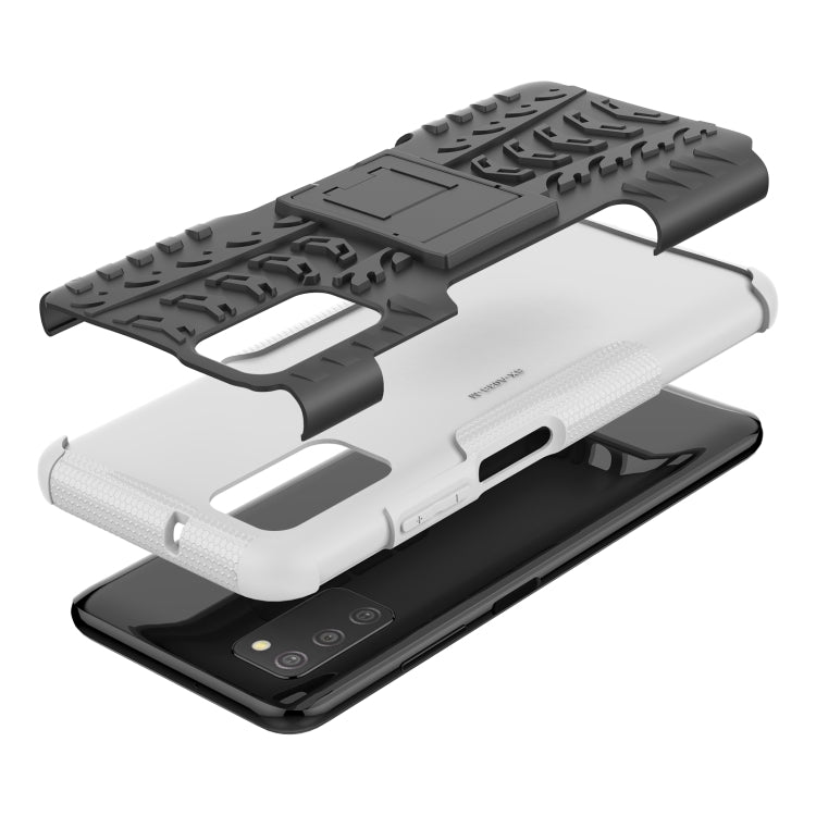 For Samsung Galaxy A03S 166mm Tire Texture Shockproof TPU+PC Protective Case with Holder