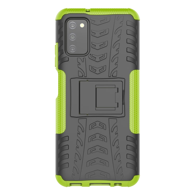 For Samsung Galaxy A03S 166mm Tire Texture Shockproof TPU+PC Protective Case with Holder