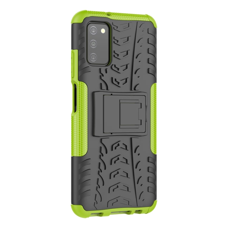 For Samsung Galaxy A03S 166mm Tire Texture Shockproof TPU+PC Protective Case with Holder