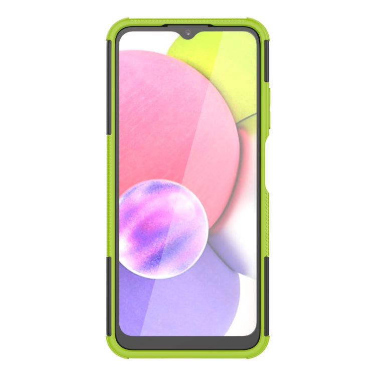 For Samsung Galaxy A03S 166mm Tire Texture Shockproof TPU+PC Protective Case with Holder