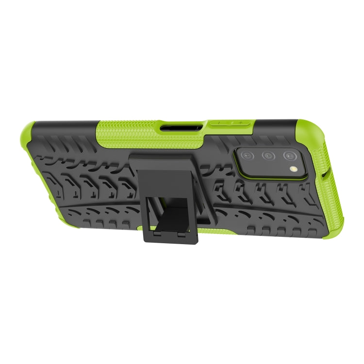 For Samsung Galaxy A03S 166mm Tire Texture Shockproof TPU+PC Protective Case with Holder