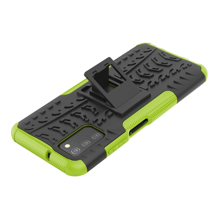 For Samsung Galaxy A03S 166mm Tire Texture Shockproof TPU+PC Protective Case with Holder