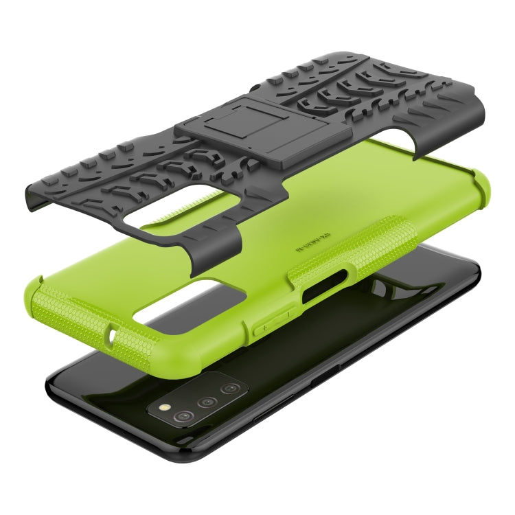 For Samsung Galaxy A03S 166mm Tire Texture Shockproof TPU+PC Protective Case with Holder