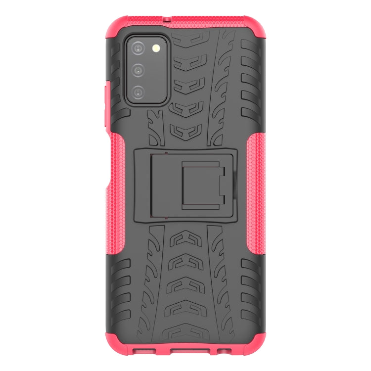 For Samsung Galaxy A03S 166mm Tire Texture Shockproof TPU+PC Protective Case with Holder
