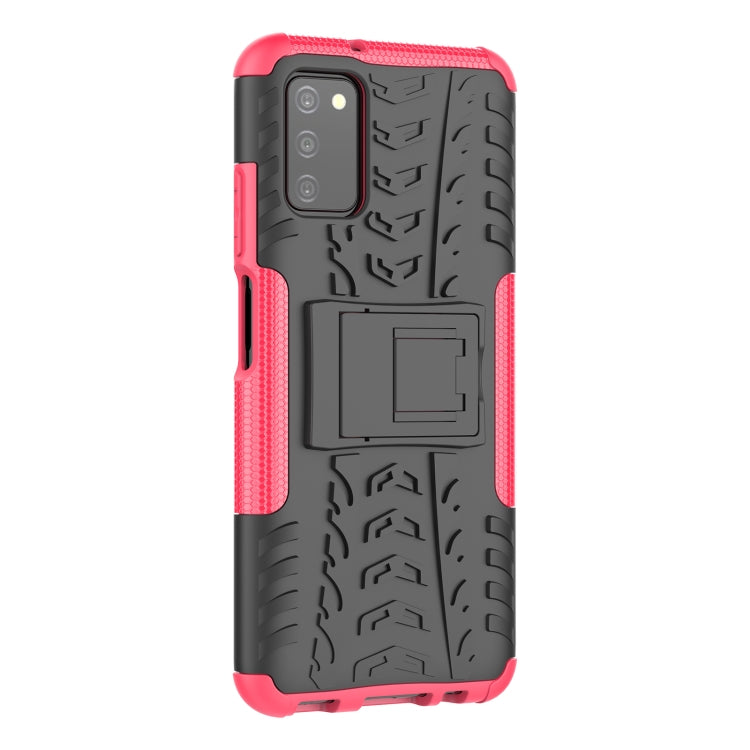 For Samsung Galaxy A03S 166mm Tire Texture Shockproof TPU+PC Protective Case with Holder