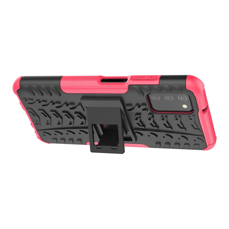 For Samsung Galaxy A03S 166mm Tire Texture Shockproof TPU+PC Protective Case with Holder