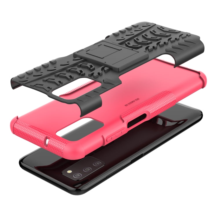 For Samsung Galaxy A03S 166mm Tire Texture Shockproof TPU+PC Protective Case with Holder
