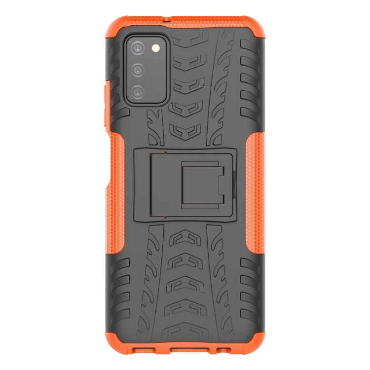 For Samsung Galaxy A03S 166mm Tire Texture Shockproof TPU+PC Protective Case with Holder
