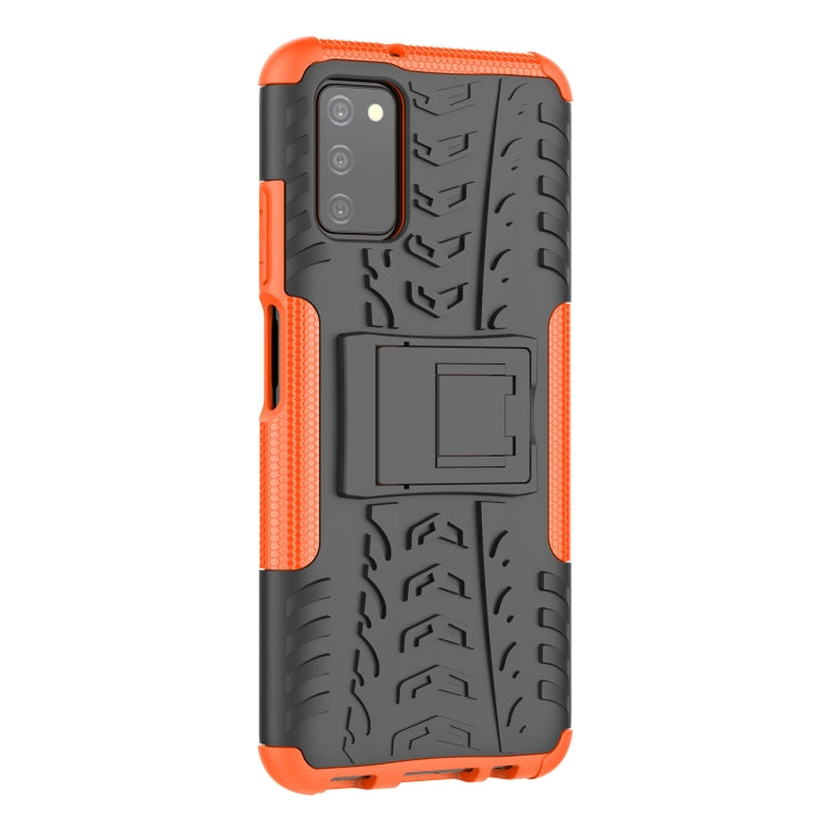 For Samsung Galaxy A03S 166mm Tire Texture Shockproof TPU+PC Protective Case with Holder
