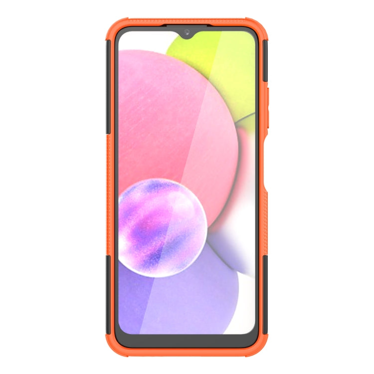 For Samsung Galaxy A03S 166mm Tire Texture Shockproof TPU+PC Protective Case with Holder