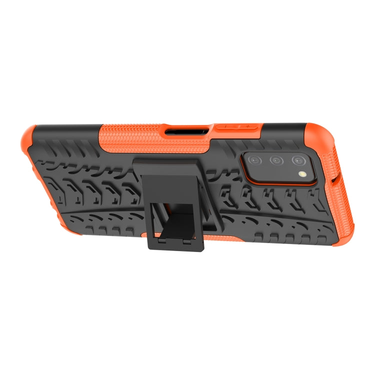 For Samsung Galaxy A03S 166mm Tire Texture Shockproof TPU+PC Protective Case with Holder
