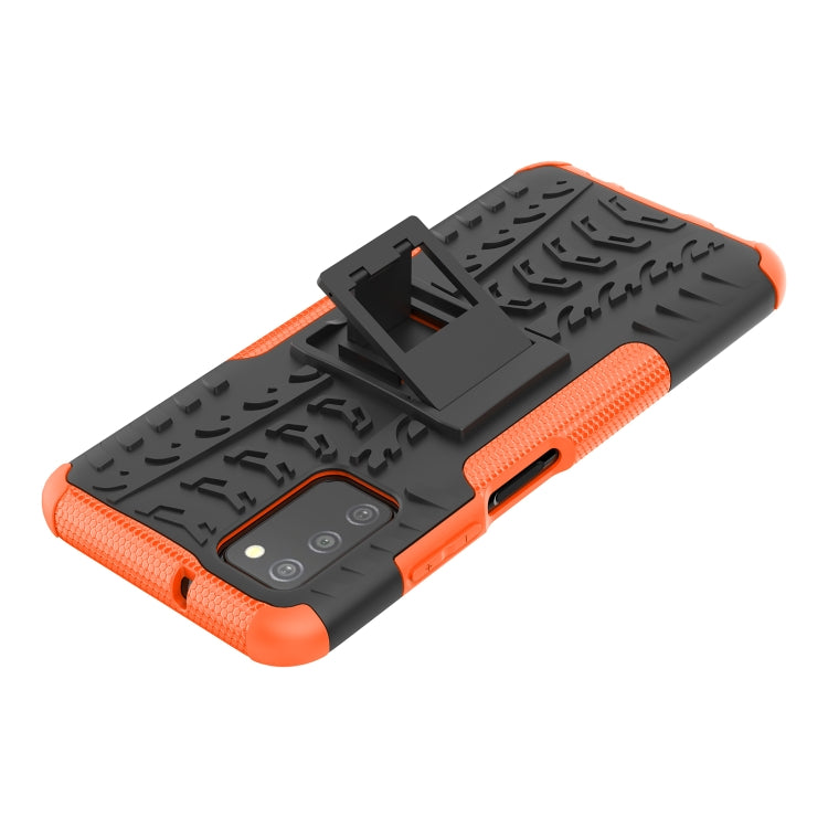 For Samsung Galaxy A03S 166mm Tire Texture Shockproof TPU+PC Protective Case with Holder
