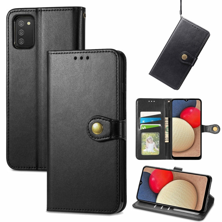For Samsung Galaxy A03s 166mm Solid Color Leather Buckle Phone Case with Lanyard & Photo Frame & Card Slot & Wallet & Stand Function