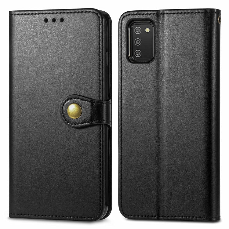 For Samsung Galaxy A03s 166mm Solid Color Leather Buckle Phone Case with Lanyard & Photo Frame & Card Slot & Wallet & Stand Function