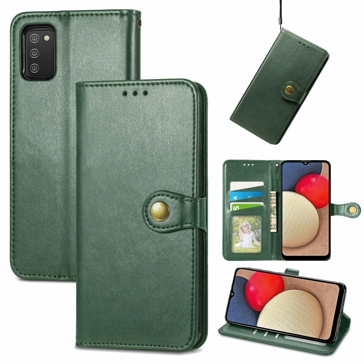 For Samsung Galaxy A03s 166mm Solid Color Leather Buckle Phone Case with Lanyard & Photo Frame & Card Slot & Wallet & Stand Function