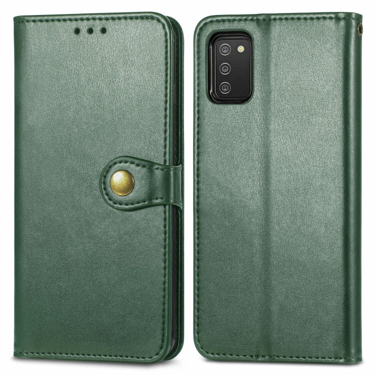 For Samsung Galaxy A03s 166mm Solid Color Leather Buckle Phone Case with Lanyard & Photo Frame & Card Slot & Wallet & Stand Function