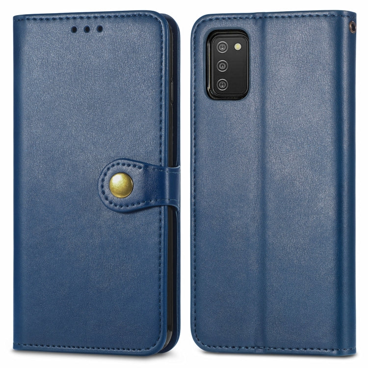 For Samsung Galaxy A03s 166mm Solid Color Leather Buckle Phone Case with Lanyard & Photo Frame & Card Slot & Wallet & Stand Function