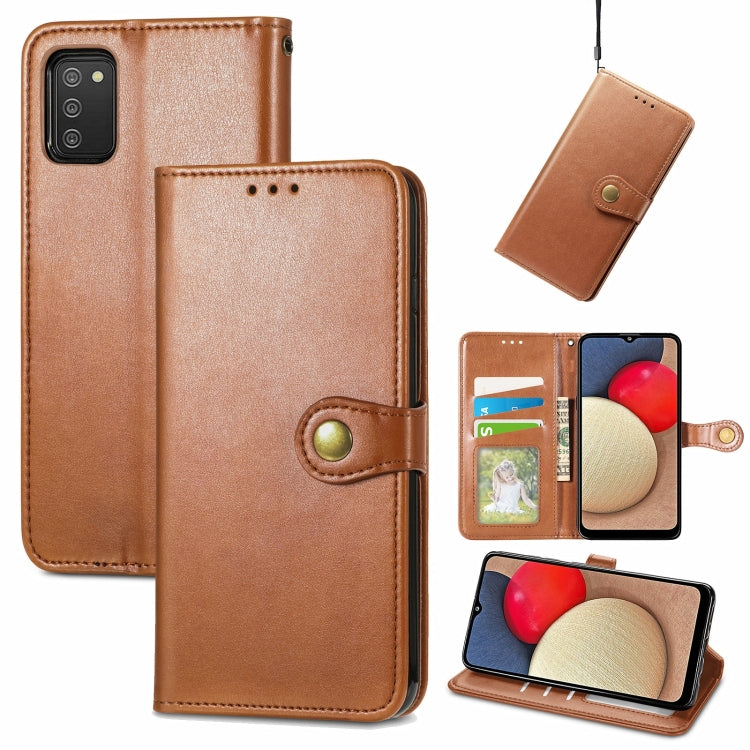 For Samsung Galaxy A03s 166mm Solid Color Leather Buckle Phone Case with Lanyard & Photo Frame & Card Slot & Wallet & Stand Function