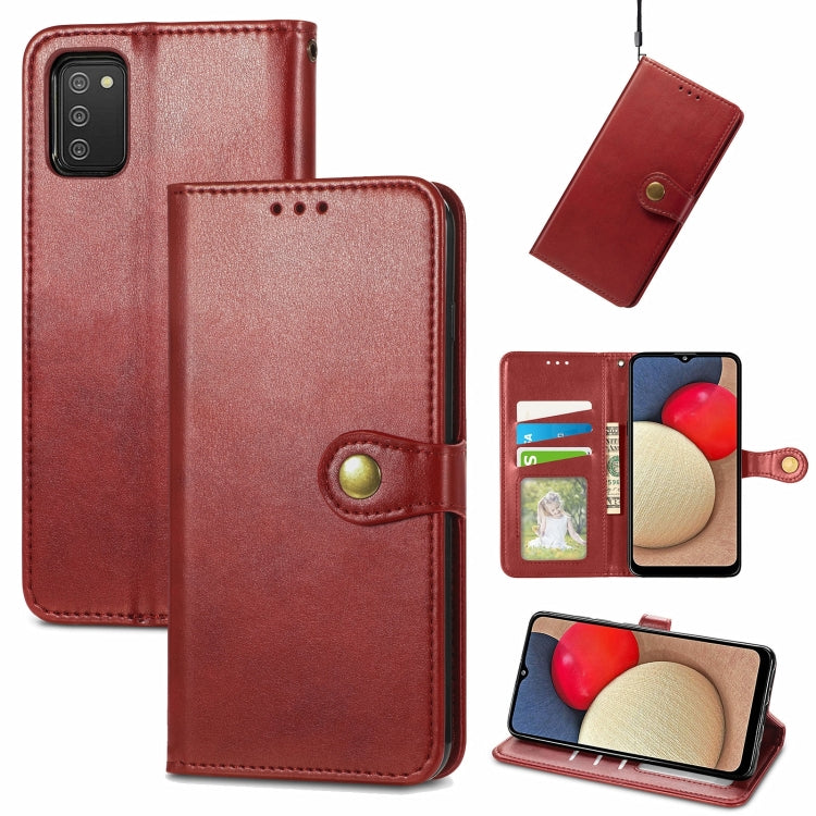 For Samsung Galaxy A03s 166mm Solid Color Leather Buckle Phone Case with Lanyard & Photo Frame & Card Slot & Wallet & Stand Function