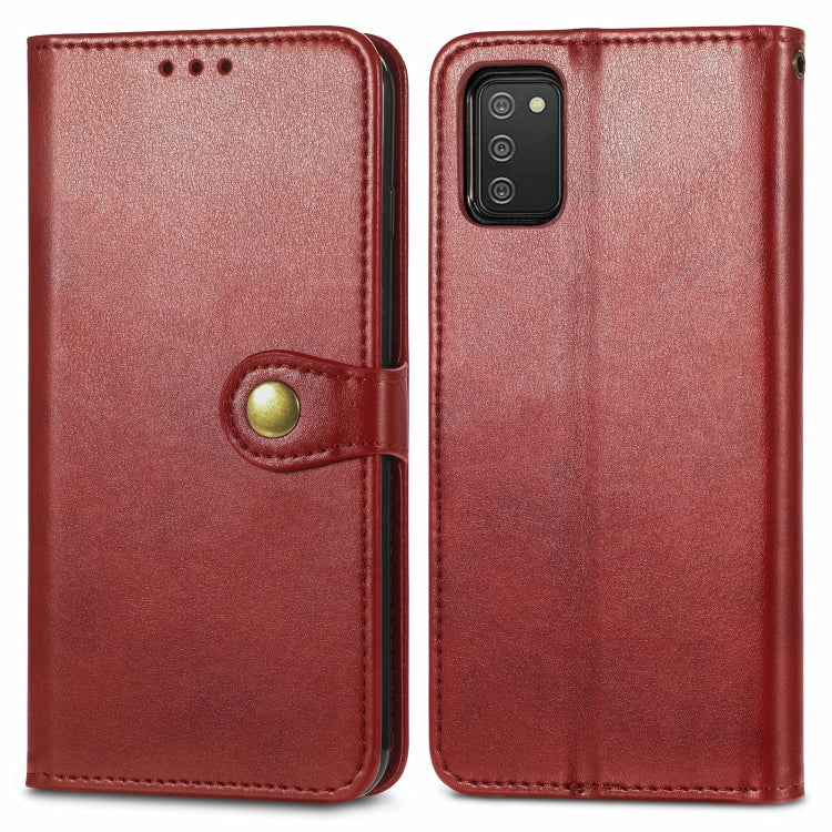 For Samsung Galaxy A03s 166mm Solid Color Leather Buckle Phone Case with Lanyard & Photo Frame & Card Slot & Wallet & Stand Function