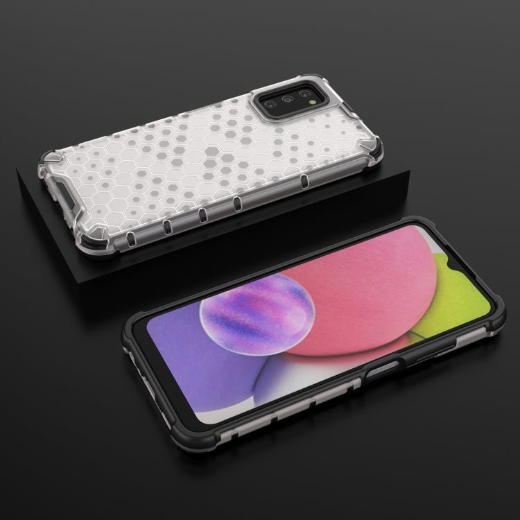 For Samsung Galaxy A03s 166mm Shockproof Honeycomb PC + TPU Case with Neck Lanyard