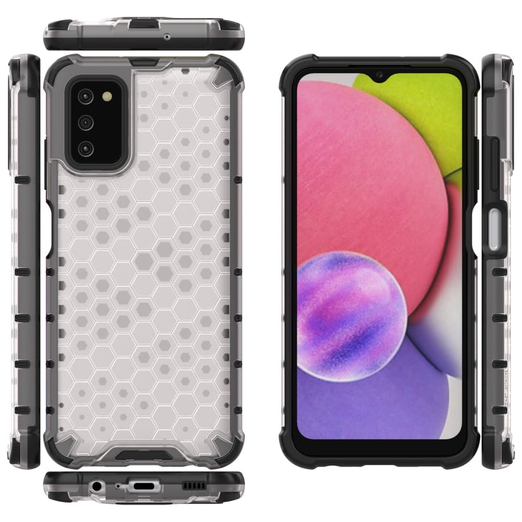 For Samsung Galaxy A03s 166mm Shockproof Honeycomb PC + TPU Case with Neck Lanyard