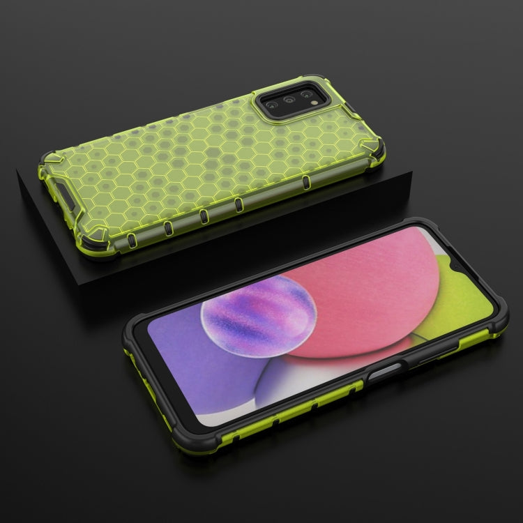 For Samsung Galaxy A03s 166mm Shockproof Honeycomb PC + TPU Case with Neck Lanyard