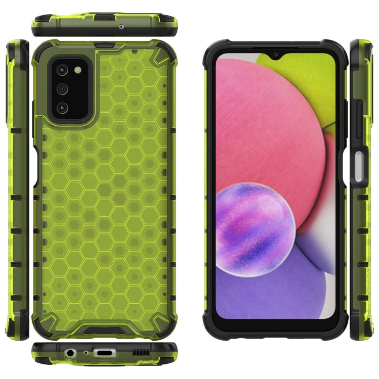 For Samsung Galaxy A03s 166mm Shockproof Honeycomb PC + TPU Case with Neck Lanyard