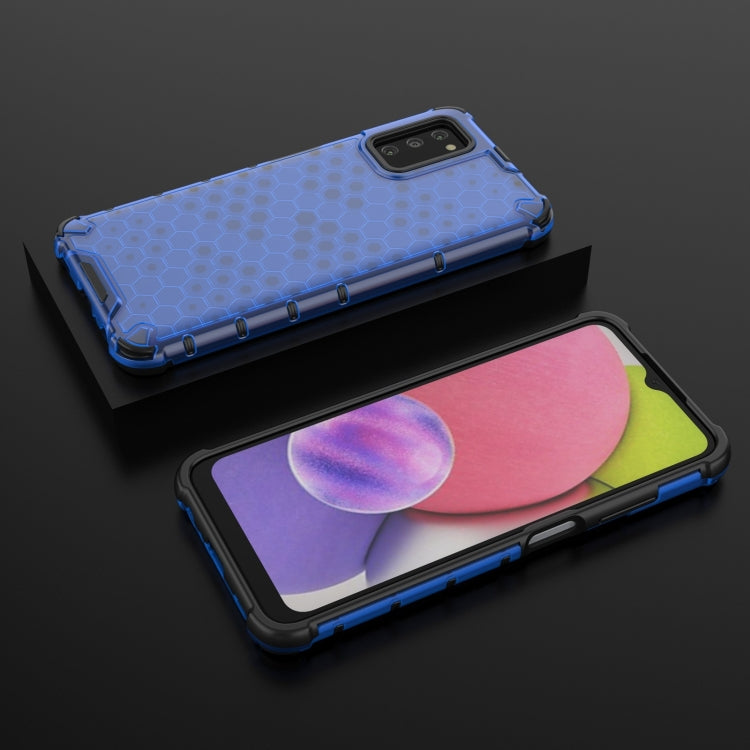 For Samsung Galaxy A03s 166mm Shockproof Honeycomb PC + TPU Case with Neck Lanyard
