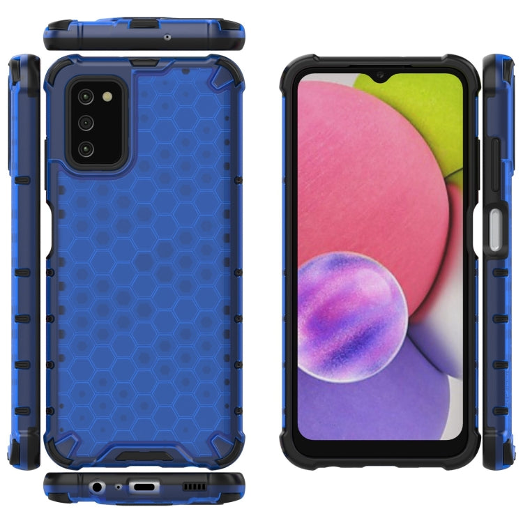 For Samsung Galaxy A03s 166mm Shockproof Honeycomb PC + TPU Case with Neck Lanyard