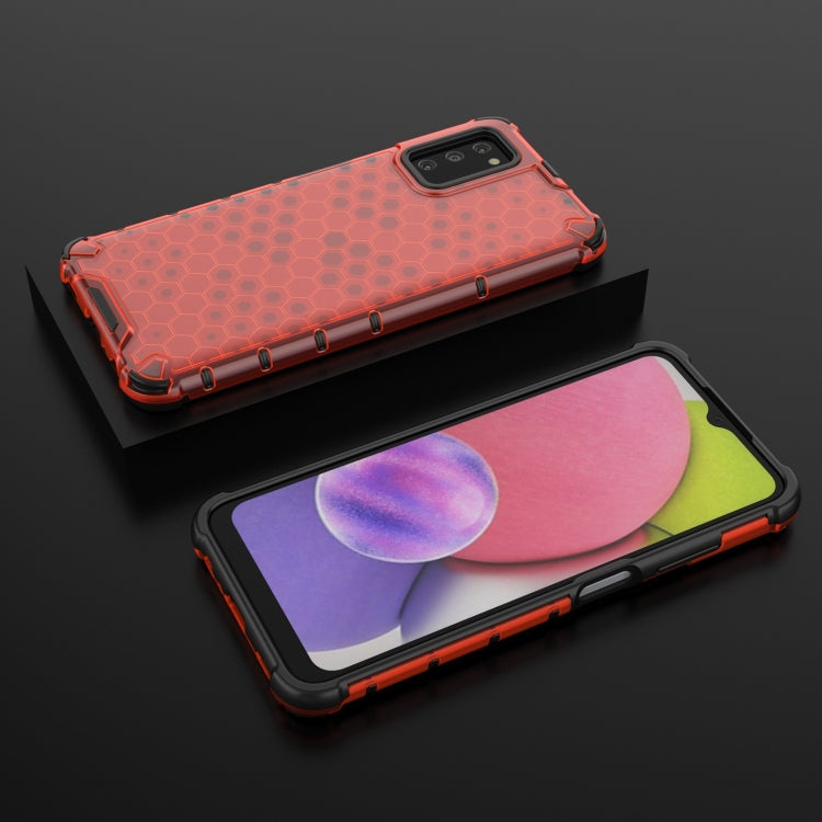 For Samsung Galaxy A03s 166mm Shockproof Honeycomb PC + TPU Case with Neck Lanyard