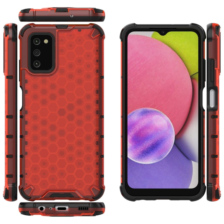 For Samsung Galaxy A03s 166mm Shockproof Honeycomb PC + TPU Case with Neck Lanyard