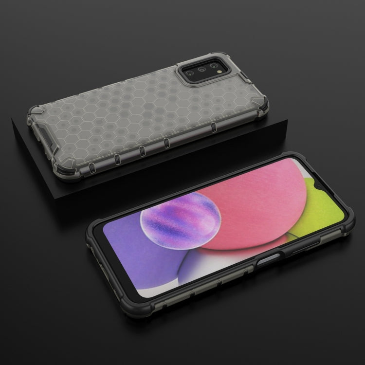 For Samsung Galaxy A03s 166mm Shockproof Honeycomb PC + TPU Case with Neck Lanyard