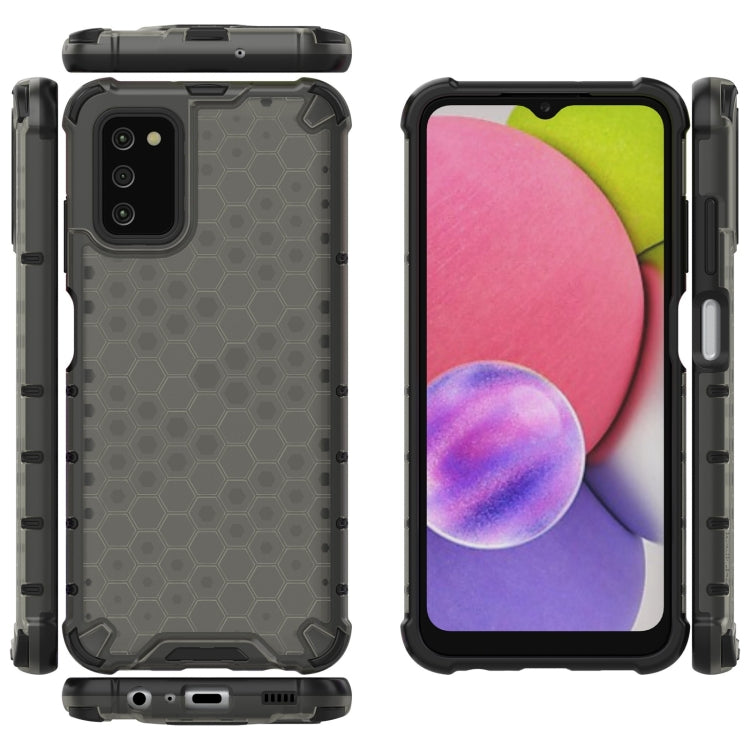 For Samsung Galaxy A03s 166mm Shockproof Honeycomb PC + TPU Case with Neck Lanyard