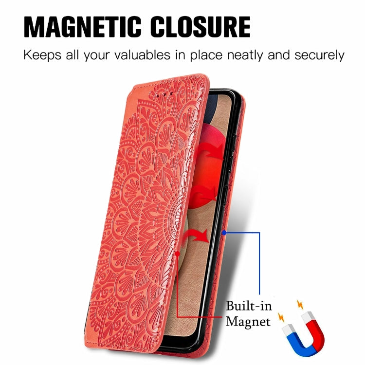 For Samsung Galaxy A03s 166mm Blooming Mandala Embossed Pattern Magnetic Horizontal Flip Leather Case with Holder & Card Slots & Wallet