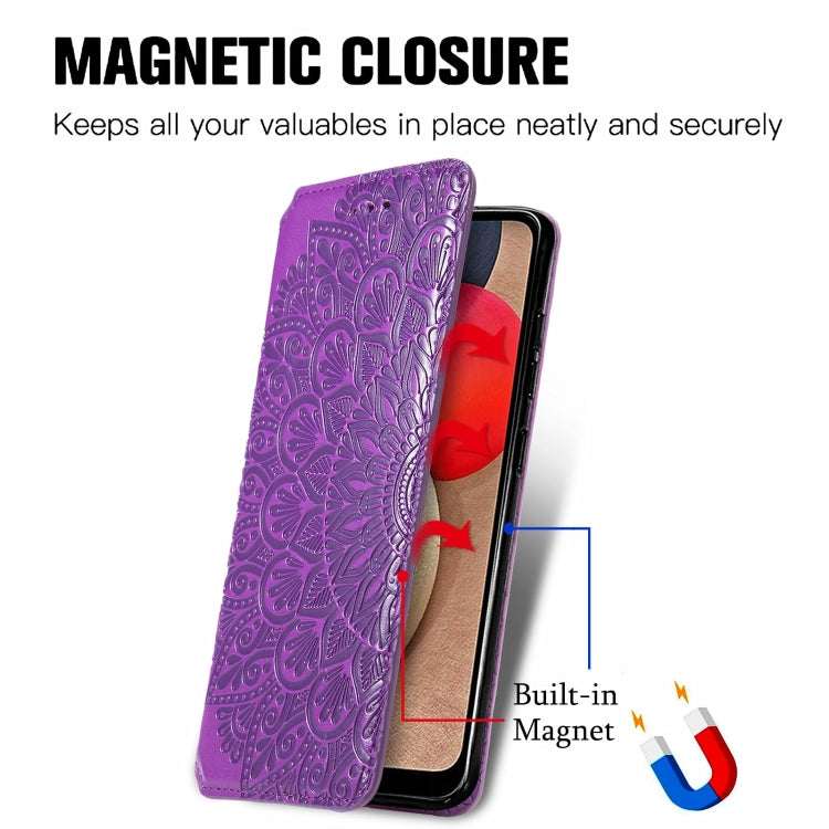 For Samsung Galaxy A03s 166mm Blooming Mandala Embossed Pattern Magnetic Horizontal Flip Leather Case with Holder & Card Slots & Wallet