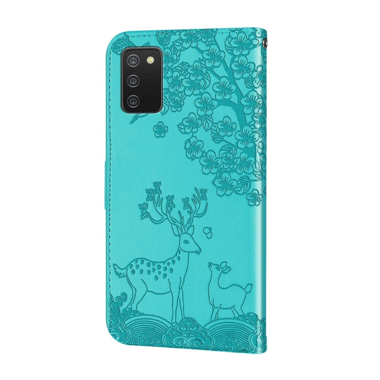 For Samsung Galaxy A03s 166mm Sika Deer Embossing Pattern Horizontal Flip PU Leather Case with Holder & Card Slot & Wallet & Photo Frame