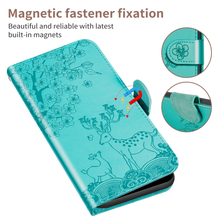 For Samsung Galaxy A03s 166mm Sika Deer Embossing Pattern Horizontal Flip PU Leather Case with Holder & Card Slot & Wallet & Photo Frame