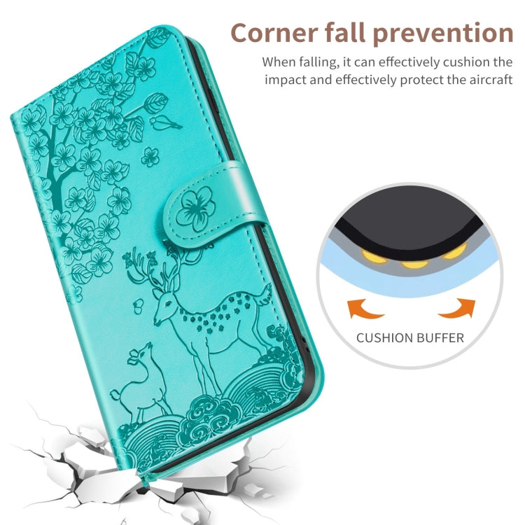 For Samsung Galaxy A03s 166mm Sika Deer Embossing Pattern Horizontal Flip PU Leather Case with Holder & Card Slot & Wallet & Photo Frame