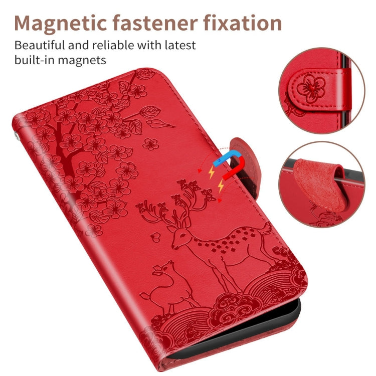 For Samsung Galaxy A03s 166mm Sika Deer Embossing Pattern Horizontal Flip PU Leather Case with Holder & Card Slot & Wallet & Photo Frame
