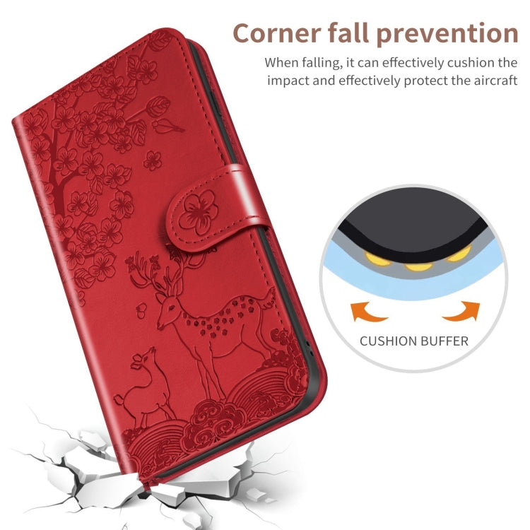 For Samsung Galaxy A03s 166mm Sika Deer Embossing Pattern Horizontal Flip PU Leather Case with Holder & Card Slot & Wallet & Photo Frame