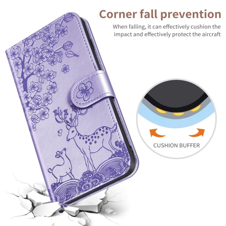 For Samsung Galaxy A03s 166mm Sika Deer Embossing Pattern Horizontal Flip PU Leather Case with Holder & Card Slot & Wallet & Photo Frame